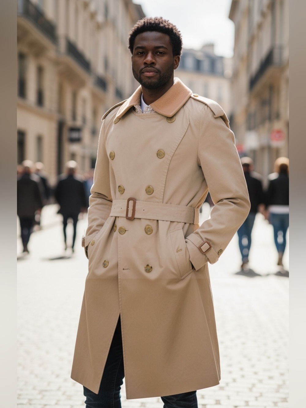 Burberry Khaki Raincoat Trench Coat with Nova Plaid Lining size 44